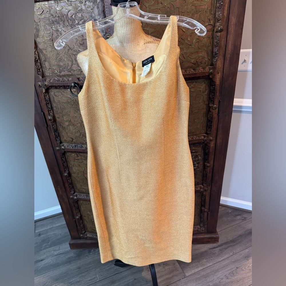 Luca Luca Gold Sheath Mini‎ Dress Scoop Neck 44